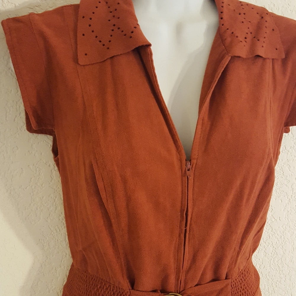 Vintage 60's / 70's Rust brown Velour Jumpsuit - Picture 10 of 10